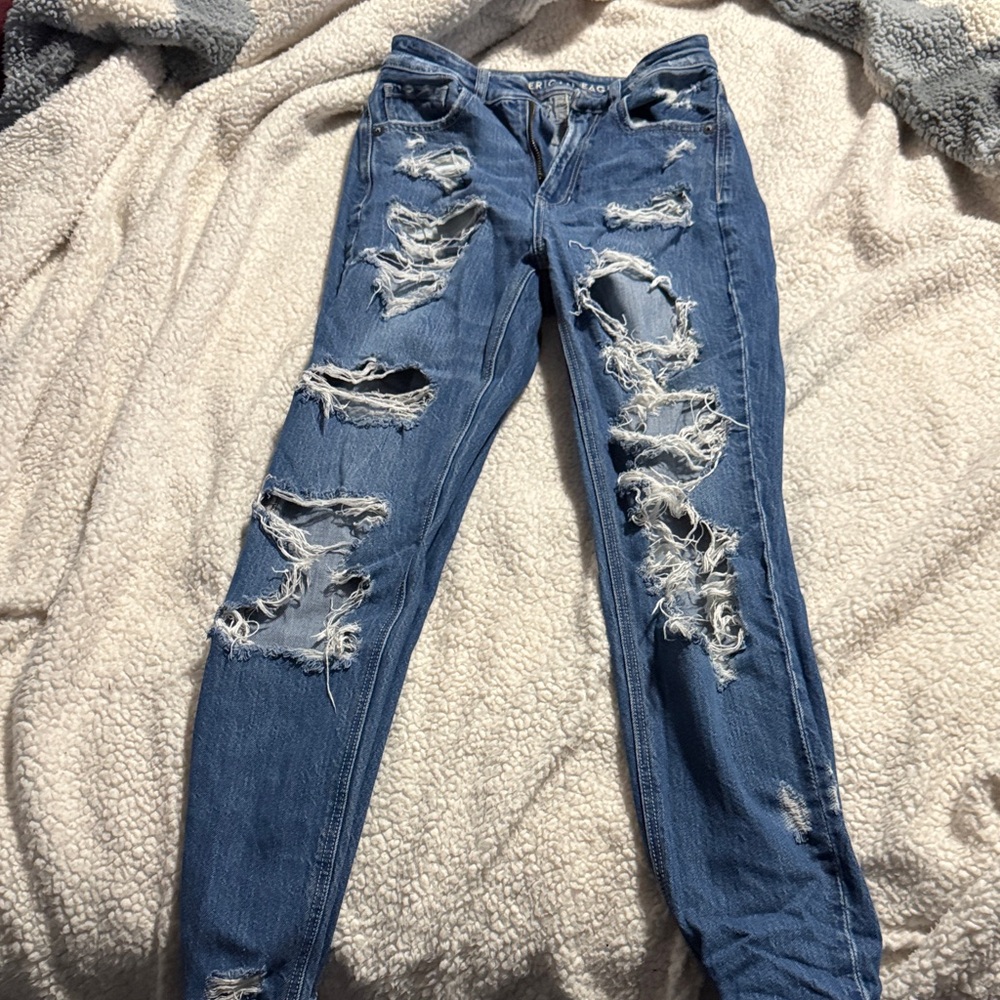 American Eagle Outfitters Ripped Blue Mom Jeans